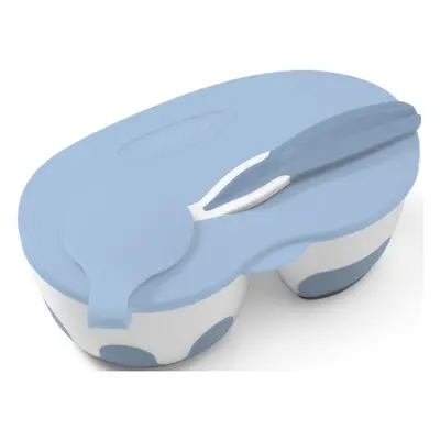 BabyOno Be Active Two-chamber Bowl with Spoon set de vajilla para bebés Blue