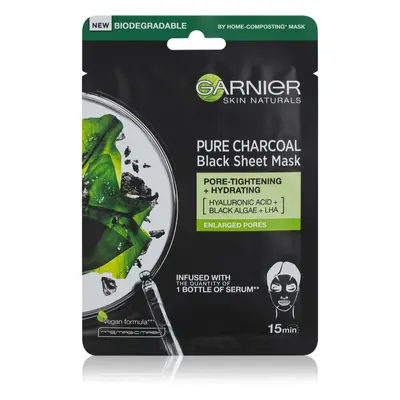 Garnier Skin Naturals Pure Charcoal mascarilla facial de tejido negro con extracto de algas mari