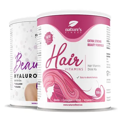 Beauty Hyaluron + Hair Vitamins | colágeno, ácido hialurónico y biotina para piel hidratada y cabello fuerte y saludable | rutin