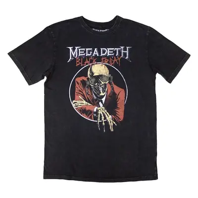 Megadeth Camiseta de manga corta Black Friday Stone Wash Unisex Charcoal Grey