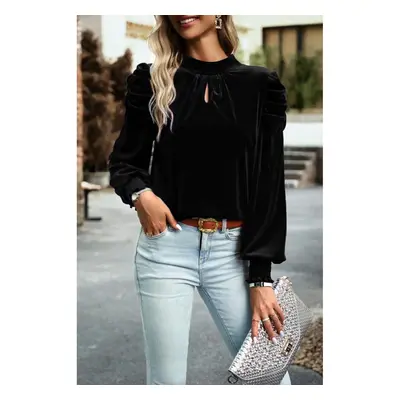 Blusa De Terciopelo Sintético, Negro