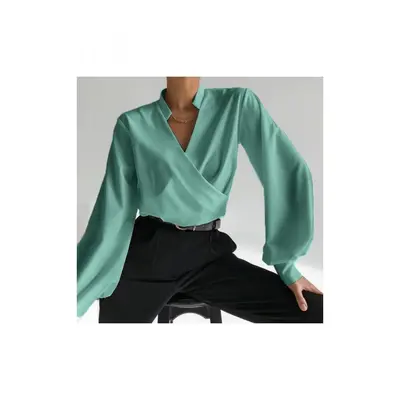 Elegante Blusa Con Escote Cruzado Belucca, Menta