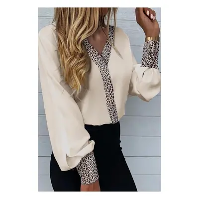 Blusa Elegante Con Estampado De Leopardo Polina, Beige