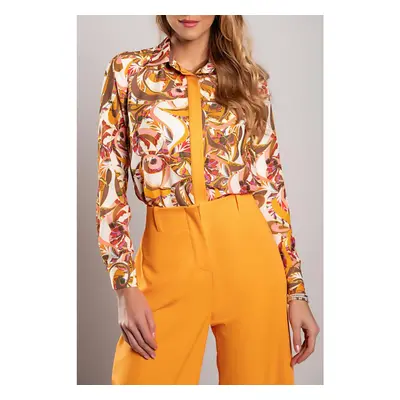 Camisa Elegante Con Estampado, Naranja