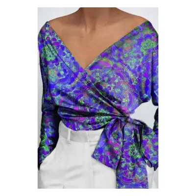 Blusa Elegante Con Estampado Roveretta, Violeta