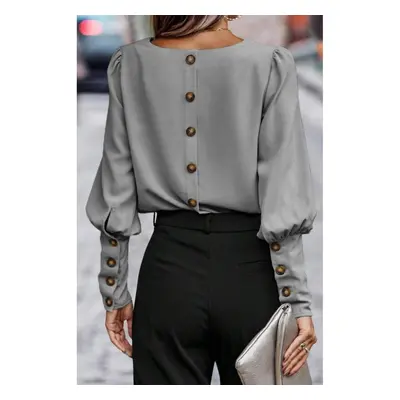 Blusa Elegante Con Botones, Gris