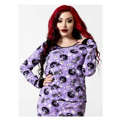 camiseta de manga larga para mujer (pijama) KILLSTAR - Purr Off Long - Ciruela