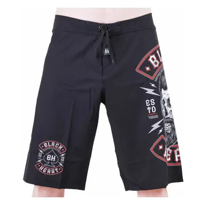 pantalones cortos para hombre (traje de baño) BLACK HEART - BEARD SKULL - ROJO