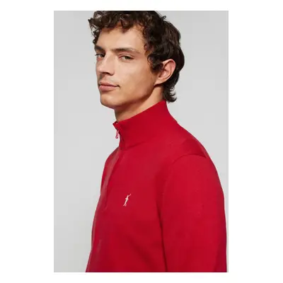 Polo Club - Hombre - Jersey Rojo De Punto De Cuello Subido Y Cremallera Y Logo Rigby Go