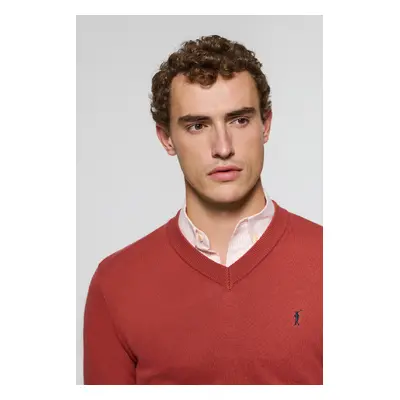 Polo Club - Hombre - Jersey De Punto Rojo Con Cuello De Pico Y Bordado Rigby Go