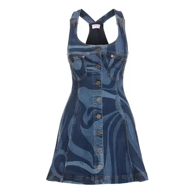 Vestido Corto De Denim Estampado