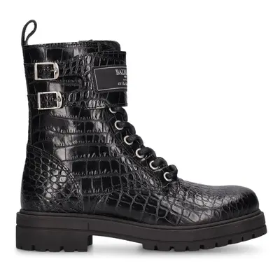 Botas Combat De Piel Con Logo