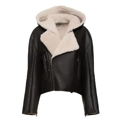 Chaqueta Biker De Shearling Con Capucha