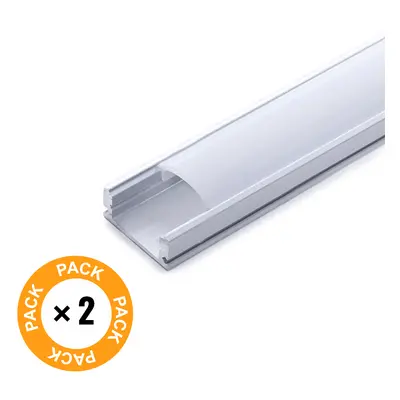 Pack Perfil de Aluminio para LEDs Difusor Opal Tira 2M