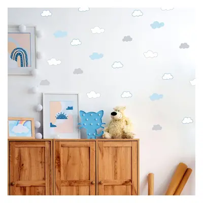 Vinilos para habitaciones - Nubes en colores azul y gris