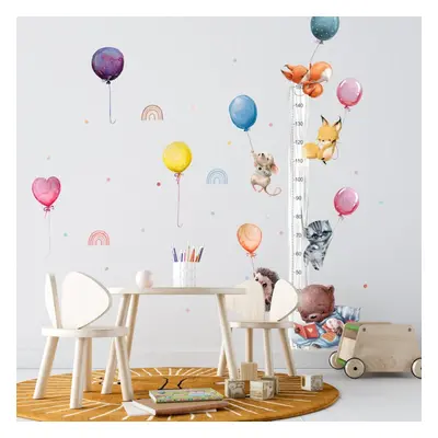 Medidor de pared para niños - Animales voladores y globos