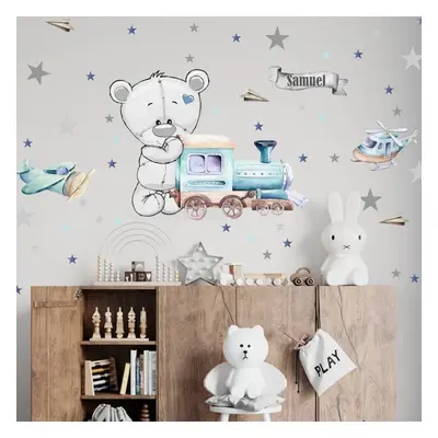 Vinilo decorativo para niños - Oso y tren