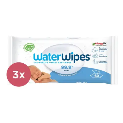 3x WATERWIPES Toallitas húmedas sin plástico uds (180 uds)