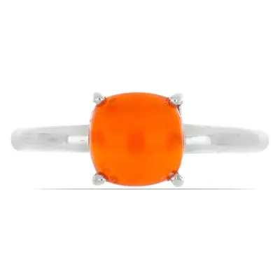 Anillo de Plata con Ópalo Naranja de Lega Dembi, Talla: Talla Ø 18,4 - 17,8