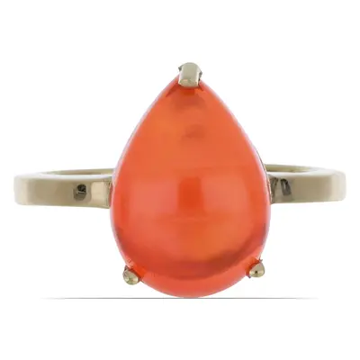 Anillo de Plata Bañada en Oro con Ópalo Naranja de Lega Dembi, Talla: Talla Ø 17,1 - 17,7