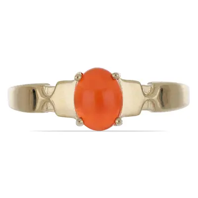 Anillo de Plata Bañada en Oro con Ópalo Naranja de Lega Dembi, Talla: Talla Ø 18,4 - 17,8