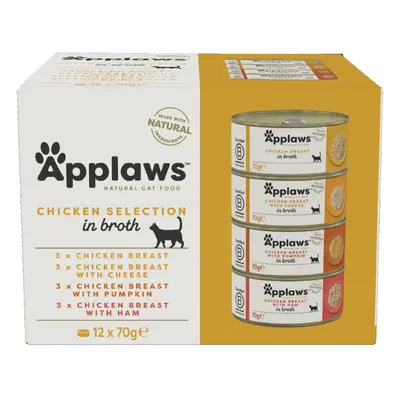 Applaws en caldo 24 x 70 g latas para gatos - Pack Ahorro - Pack mixto de pollo (4 variedades)