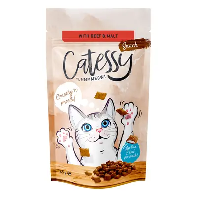 Catessy 15 x 65 g snacks crujientes para gatos - Pack Ahorro - Vacuno y malta (anti bolas de pel