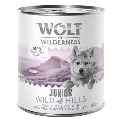 Wolf of Wilderness Junior 12 x 800 g - Pack Ahorro - Wild Hills Junior, con pato y ternera