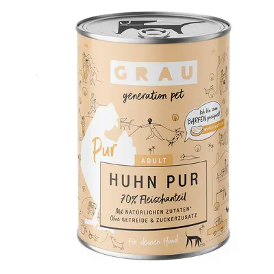 GRAU 12 x 400 g comida húmeda para perros - Pack Ahorro - Pollo puro con aceite de linaza