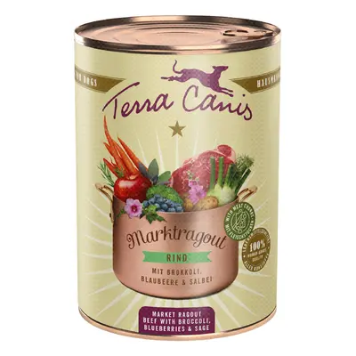 Terra Canis Ragú 12 x 385 g - Pack Ahorro - Ternera con brócoli, arándanos y salvia