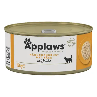 Applaws en caldo 12 x 156 g latas para gatos - Pack Ahorro - Pechuga de pollo y queso