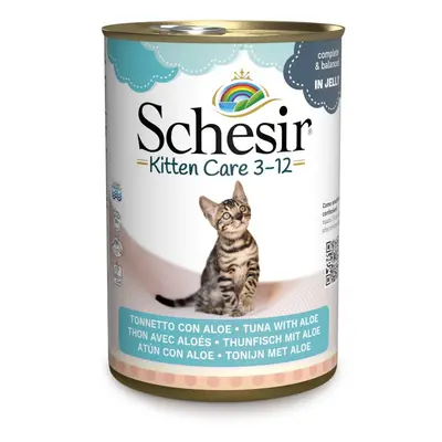 Schesir Kitten Atún con aloe vera en gelatina - 12 x 140 g - Pack Ahorro