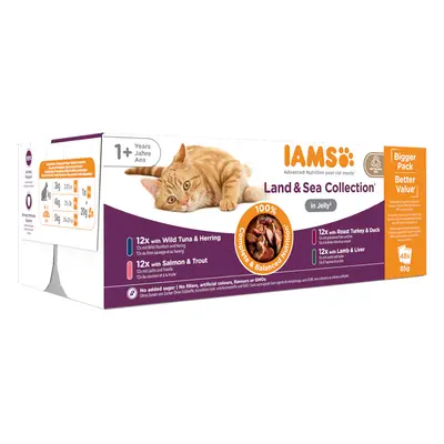 IAMS Delights 96 x 85 g comida húmeda en oferta: 72 + 24 ¡gratis! - Mezcla de la tierra y el mar