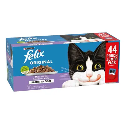 Felix Original Mix en gelatina 88 x 85 g - Pack Ahorro - Pack mixto (salmón, atún, vacuno, pollo