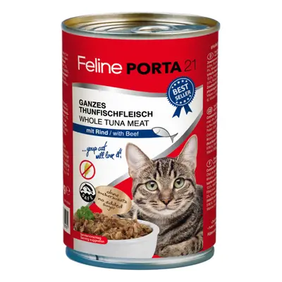 Feline Porta 21 6 x 400 g en latas para gatos - Atún con vacuno (sin cereales)