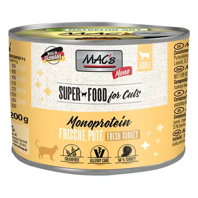 MAC's Mono Sensitive 12 x 200 g en latas para gatos - Pack Ahorro - Pavo
