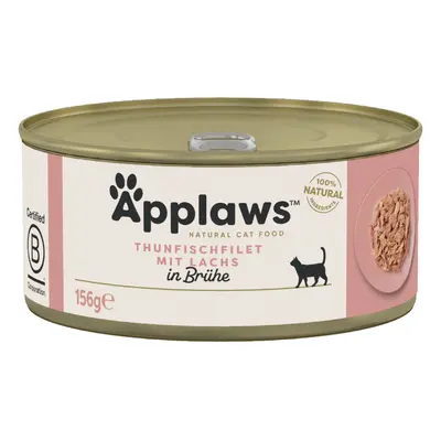 Applaws en caldo 24 x 156 g latas para gatos - Pack Ahorro - Filete de atún y salmón