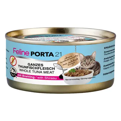 Feline Porta 21 24 x 156 g en latas para gatos - Pack Ahorro - Atún con espadín (sin cereales)
