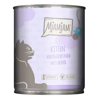 MjAMjAM Kitten 6 x 800 g - Exquisita ternera con aceite de salmón
