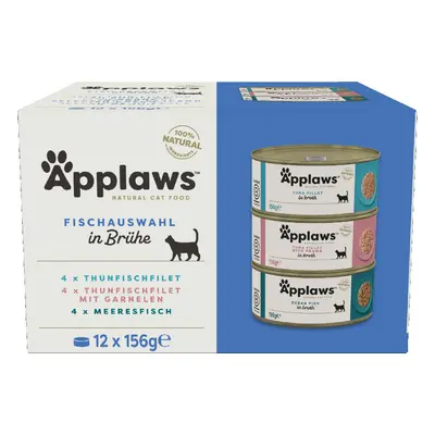 Applaws en caldo 24 x 156 g latas para gatos - Pack Ahorro - Pack mixto de pescado en caldo