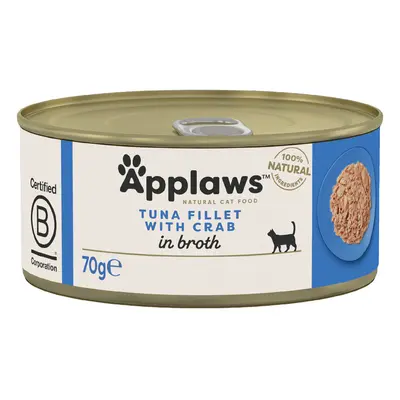 Applaws en caldo 24 x 70 g latas para gatos - Pack Ahorro - Atún con cangrejo
