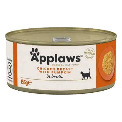 Applaws en caldo 24 x 156 g latas para gatos - Pack Ahorro - Pollo y calabaza
