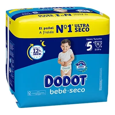 Dodot pañales seco junior talla 5 de 11 a 16 kg 72 unidades