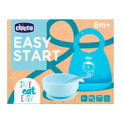 Chicco set comida silicona azul 6m+ 3 piezas