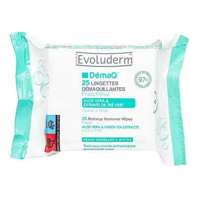 Evoluderm - Toallitas desmaquillantes refrescantes 25uds - Aloe vera y extracto de té verde