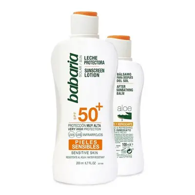 Babaria - Leche protectora solar para pieles sensibles SPF50 + After Sun