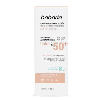 Babaria - Crema facial multiprotección con color SPF50+ 360º Photoage - Medio