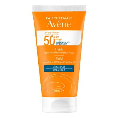 Avène - Fluido protector solar ultraligero sin perfume SPF50+ - Pieles sensibles normales y mixt