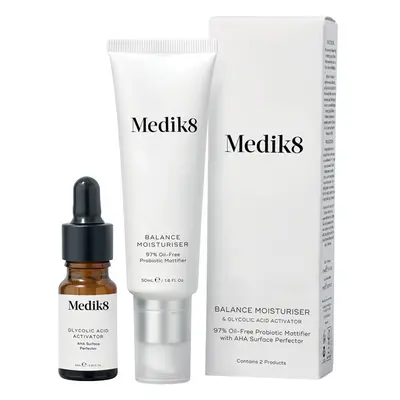 Medik8 - Set de crema hidratante equilibrante Balance Moisturiser y Sérum activador de Ácido Gli