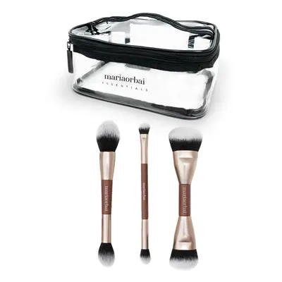 Maria Orbai - Set de tres brochas dobles + neceser - Brownie